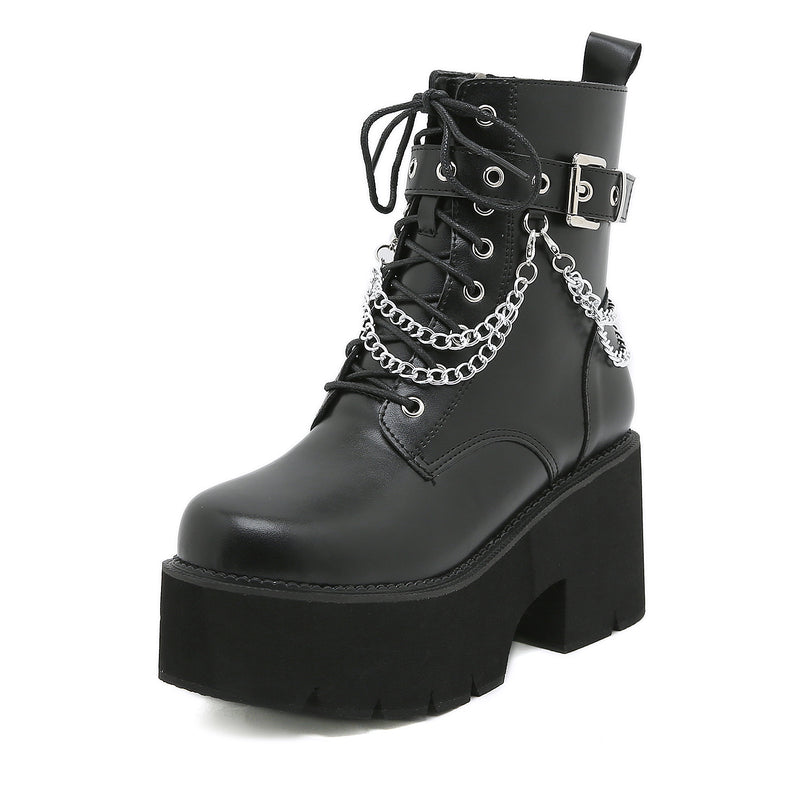 Women's Black High-heeled Dr Martens Boots