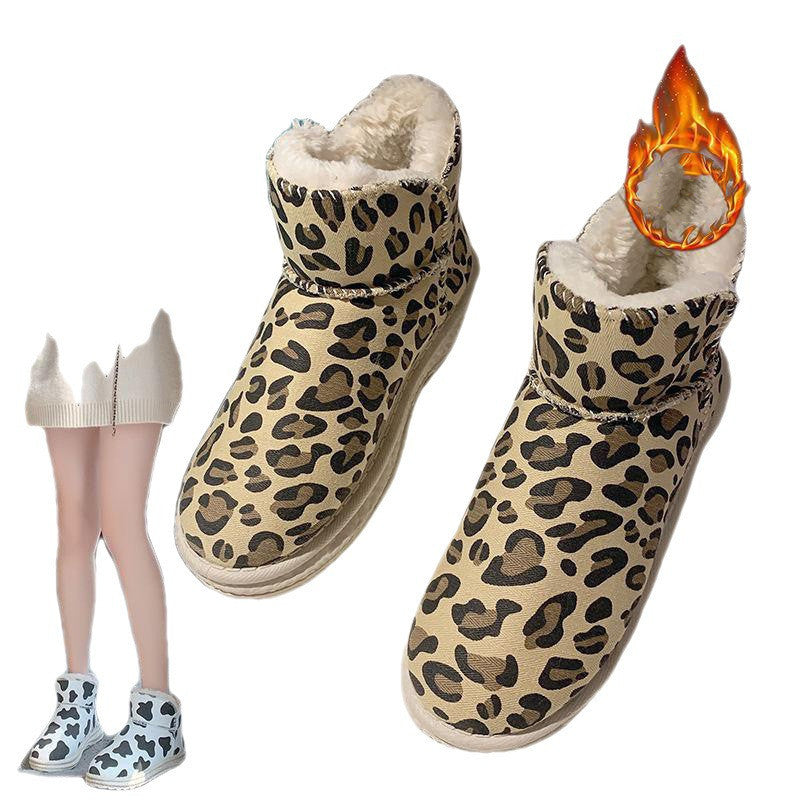 Insulated Leopard Print Snow Boots