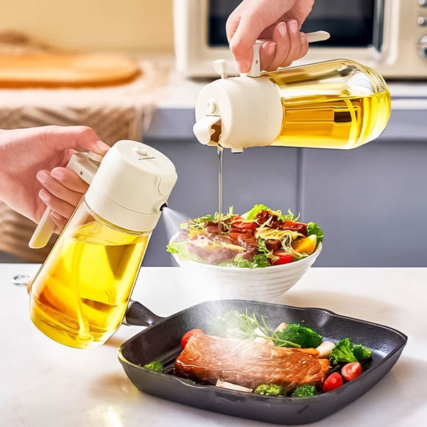 470ML Olive Oil Sprayer Dispenser For Cooking BBQ 2 In 1 Glass Oil Vinegar Soy Sauce Spray Kitchen Oil Bottle For Air Fryer