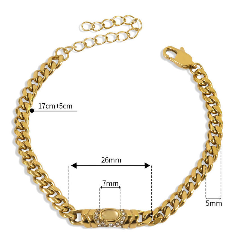 Fashion jewelry Cross-border Niche Retro Cuban Collarbone Necklace Bracelet