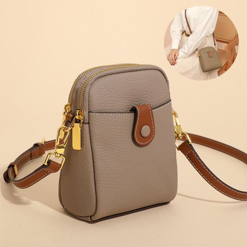 Lychee Pattern Mobile Phone Bag Small High Quality Leather Crossbody Bags For Women Wallet