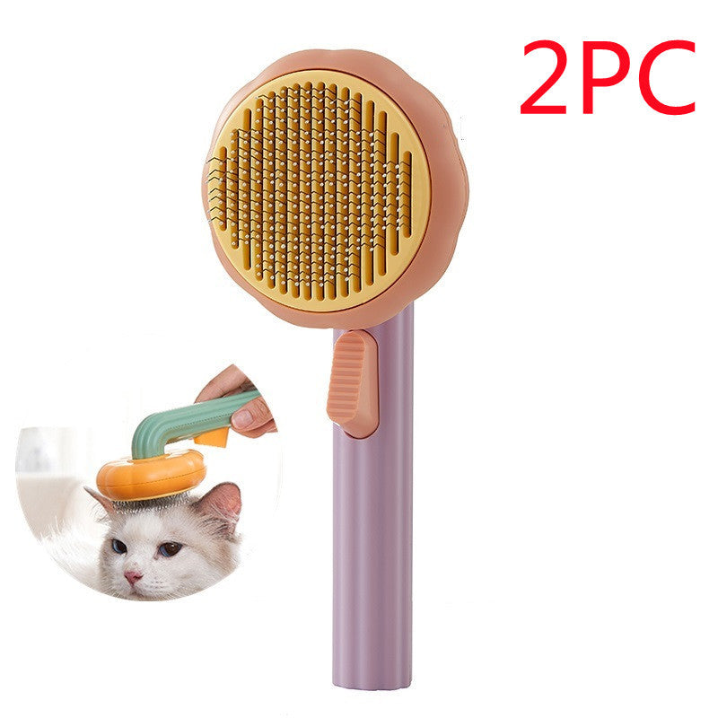 New Pet Cat Brush Hot Selling Hand-held Steel Wire Self-cleaning Comb Looper For Hair Removal